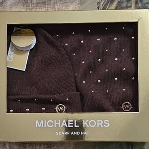 Michael Kors Chocolate Studded Scarf and Hat